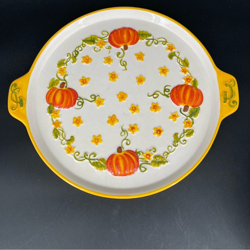 Temptations by Tara Fall Pumpkin Round Bundt Cake Pan Base Ceramic Bakeware Set - Picture 7 of 12